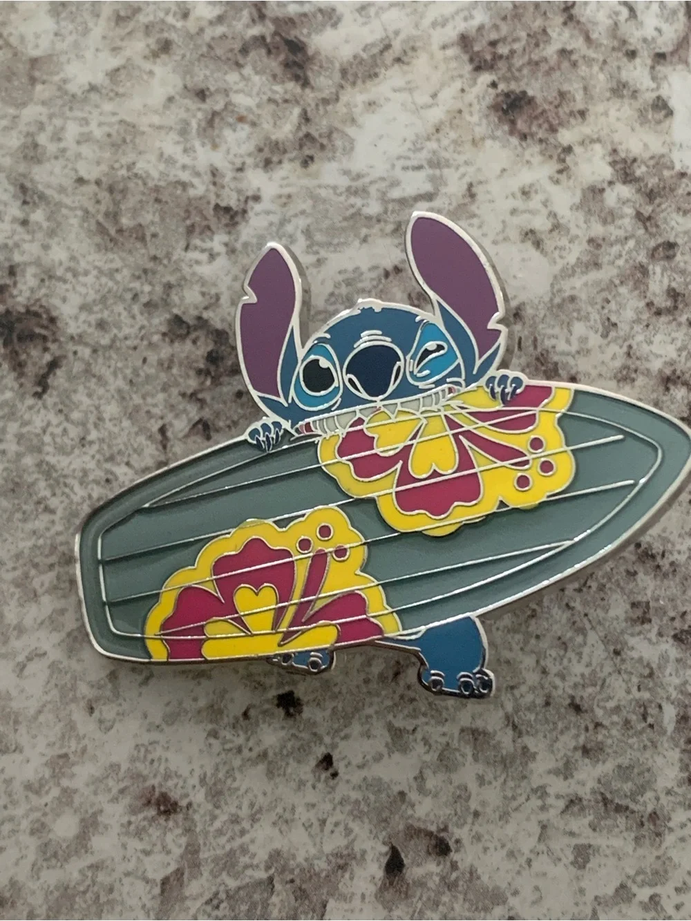 Disney Stitch Surfboard Brooch - Blue, Purple, Yellow, Pink, Gray